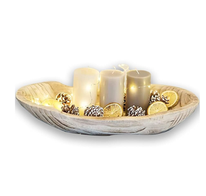Decorative Table Centerpiece Wood <b>Dough</b> <b>Bowl</b> Crafts Handicrafts Fancy Elegant Decorative <b>Bowl</b> for Candle Holder Decor - Product Image 4