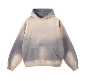 Sweat à capuche surdimensionné vintage 100% coton pour hommes en détresse lavé à l'acide Style décontracté poids lourd 300 grammes pour l'automne - Product Image 5