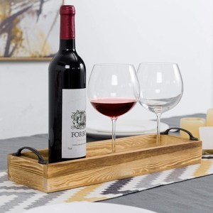 Plateau de service rectangulaire en bois fait main sur mesure avec motif floral, poignées en métal écologiques pour la cuisine et l'extérieur - Product Image 2