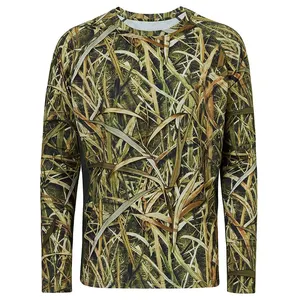 2023 Summer Men Stretchable Elastic Camo Jersey High Quality Long Sleeve Hunting Shirts Men Camouflage Hunting Clothing