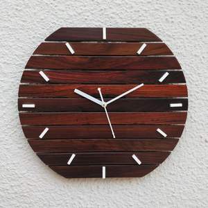 Modern Wood Wall Clock and Style Designer Leather Hanging Use Wood Wall Clock with Sale - Product Image 3