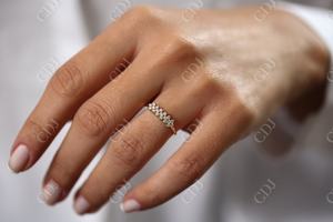 Best Selling Classic Design Round Lab Grown Diamond Stackable Wedding Band Triple <b>Row</b> CVD Diamond Band for Women Cluster Ring - Product Image 6