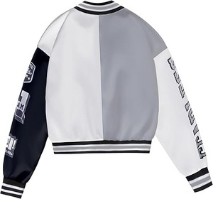 เสื้อแจ็กเก็ตตัวสั้นของผู้ชายแนวสตรีทเสื้อโค้ทฤดูหนาวปักลายบล็อกสีเสื้อโค้ทคอวีลำลองมีกระดุม - Product Image 2