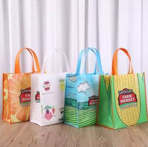 Embalaje de polipropileno reutilizable, bolso de compras personalizado ecológico laminado, bolso tejido Pp, bolso de mano tejido impreso con asa - Product Image 1