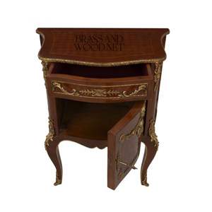 Luxury <b>Wooden</b> Bedside Cabinet with Brass Ornaments Classic Curved Design Elegant Legs and Premium European Craftsmanship - Product Image 6