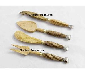 New Arrival Wooden Cheese Cutlery Set Tools 4 Piece Butter Cutter Fork Set Wooden Cheese <b>Knife</b> Set with Wood Metal Handle - Product Image 2