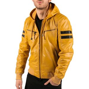 Veste en cuir véritable pour homme, veste en cuir d'agneau, veste de motard, tendance, décontractée, vêtements d'extérieur, veste d'hiver et d'automne - Product Image 2