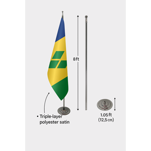 Bandera Oficial de San Vicente y las Granadinas para Interiores, Impresión Digital, Asta de Aluminio para Exhibición - Product Image 5
