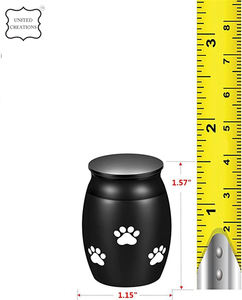 Urnas de cenizas de cremación con estampado de pies Esmalte con urnas de cremación de color negro y plateado con cenizas hechas a mano de nueva forma - Product Image 5