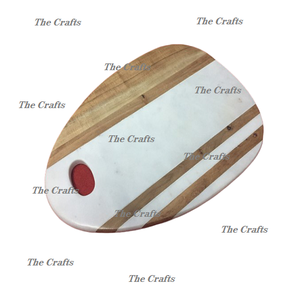 Planche à fromage ronde en marbre et en bois avec poignées en métal doré Planche à fromage pour ustensiles de cuisine la plus vendue - Product Image 6