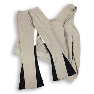 Calidad Premium 80% Algodón 20% poliéster Slim Fit Track Suits Distressed Long Line Hoodie Acid Wash Jogger Sets-Invierno - Product Image 1