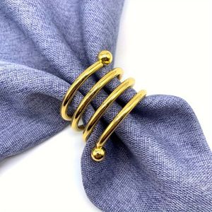 Servilleteros de acero inoxidable con cuentas de perlas, soporte de anillo moderno, hebillas de servilleta metálicas para soporte de pañuelos de mesa - Product Image 5