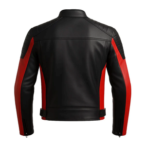 Chaqueta de motorista de invierno de cuero negro y rojo impresa a mano CE motocicleta de carreras blindada Unisex ignífugo - Product Image 2