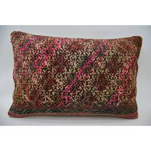 Vintage 16x24 Inch Pink Paisley Wool Patchwork Kantha <b>Pillow</b> 16x24 Inch Decorative Cushion with Woven Technique - Product Image 1
