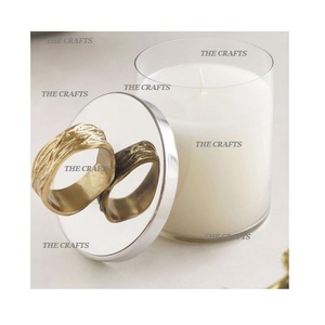 Bougeoir en acrylique avec couvercle en métal Bougeoir fait main de forme ronde pour la maison Hôtel et décoration de mariage - Product Image 1