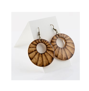 ต่างหูแฟชั่นแบบห่วงทำจากไม้ต่างหูสีน้ำตาลเป็นตะขอกลวงต่างหูทำด้วยมือทำจากไม้ต้นเมเปิ้ลสำหรับผู้หญิงดีไซน์ - Product Image 6