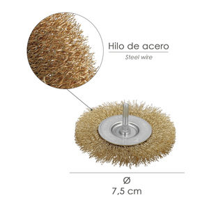 Spazzola in Acciaio Ramato a Disco O/ 75 mm. Espiga 1/4" - Product Image 2