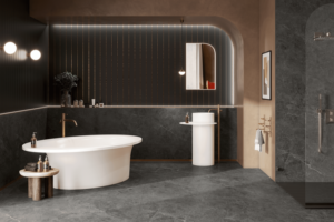 Carreau GVT aspect marbre charbon de bois Bonito 800x1600mm sophistication sombre avec un veinage riche pour des intérieurs luxueux - Product Image 2