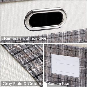 Linen <b>Fabric</b> Foldable Storage Boxes Organizer Containers <b>Baskets</b> Cube with Cover for Home Bedroom Closet Office Nursery OEM - Product Image 5