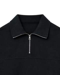 Manufacturer Customized <b>Mens</b> Quarter Zip Sweatshirt Solid Black Soft <b>Knit</b> High Collar Winter Casual Pullover OEM Custom - Product Image 5