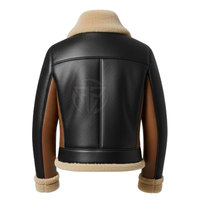 Veste d'hiver élégante pour homme en cuir de vachette et peau lainée, design respirant et écologique, logo frontal, doublure confortable, luxe moderne