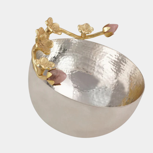 Bol de service de fruits décoratif martelé avec bol de service de nourriture de conception de fleur de gingko pour tout bol de décor d'événements spéciaux - Product Image 3