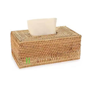 Boîte à mouchoirs carrée en bambou tressé à la main, écologique, de haute qualité, style bohème, design personnalisé, décoration flexible, Vietnam - Product Image 3