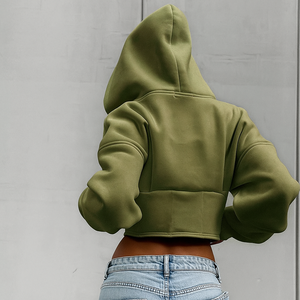 Nouveau Pull à Capuche Court pour Femme, 100% Coton, 400gsm/360/320, avec Badge ODM sur le Devant, Vêtement Tendance - Product Image 2