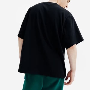 2025 camisetas de algodón orgánico de gran tamaño con hombros caídos y cuello redondo Hip Hop verano Streetwear moda camiseta negra para hombres - Product Image 2