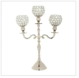 Bougeoirs Bougeoirs avec couvercle en verre Bougeoir en cristal avec perles de cristal élégant pour table à manger basse - Product Image 2