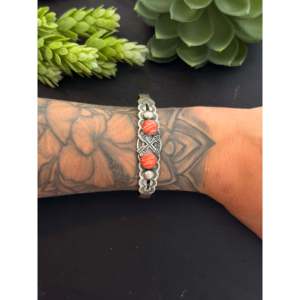 "<b>Red</b> Spiny Oyster & Sterling Silver Fashion Cuff <b>Bracelet</b>" - Product Image 2