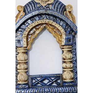 Tesoro artesanal indio marco de fotos tallado Jharokha con marco de madera con técnica de pintura tamaño personalizable que muestra fotos - Product Image 6