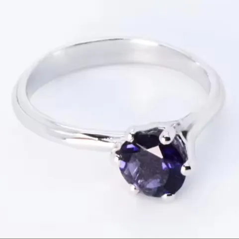 Made In Italy Fine Jewelry 1 68 Carats Natural Blue Iolite 18kt Gold Stackable Asymmetrical Fantasy Ethereal Ring