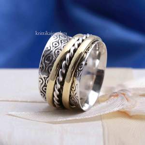 แหวนสปินเนอร์925โทนสีเงินแท้ตั้งฝาเครื่องประดับที่ดีสำหรับการทำสมาธิครบรอบการหมั้นแต่งงานสำหรับงานเลี้ยง - Product Image 2