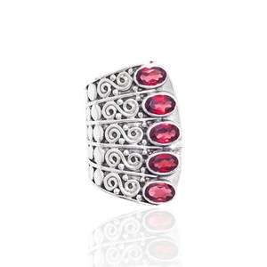 Vente en gros en vrac Bague en argent sterling 925 tendance avec motif floral unique Pierre de tourmaline rose naturelle Pierre de naissance d'octobre Fête ovale - Product Image 1