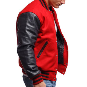 Chaquetas de hombre Varsity de otoño/invierno con parche de lana bordado manga de cuero genuino chaqueta de béisbol Varsity de talla grande - Product Image 2