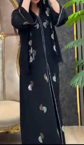 Vêtements traditionnels musulmans pour femmes islamiques élégantes et modestes vêtements de fête travail de la pierre Abaya Style Dubaï-Accessoire inclus - Product Image 2