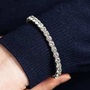 Bracelet à maillons en or blanc 14 carats serti de diamants, très vendu, populaire pour les mariages et les fêtes, cadeau de bracelet fin, diamant moissanite - Product Image 2