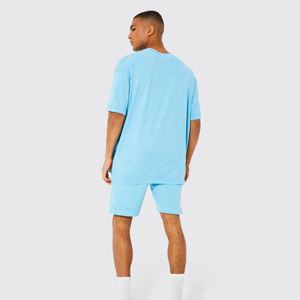 Ensemble de 2 pièces de haute qualité avec impression numérique à manches courtes et logo personnalisé pour hommes, été polyester/coton respirant et décontracté - Product Image 2
