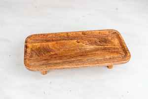 Plateau à thé en bois-Bois dur et tapisserie de bambou-Plateau de service pour le thé ou le pique-nique-Plateau de service de style ottoman fait à la main - Product Image 3