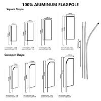 Kit de support de bannière volante en fibre de verre et aluminium pour publicité extérieure, avec sac de rangement, pour affichage de rue et drapeau plume