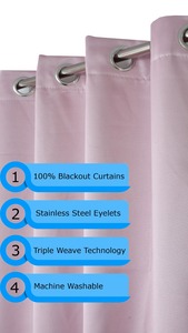 Rideaux occultants 100% à triple tissage, tissu uni, style simple, réduction du bruit, lavables, pour la décoration de la pièce, best-seller - Product Image 4