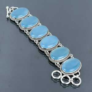 Customized Aquamarine Gemstone 925 Sterling Silver Bracelet Excellent Quality Handmade Designer Jewelry Engagement <b>Anniversary</b> - Product Image 4