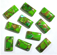 AMARA Pierre précieuse cabochon rectangulaire longue en turquoise verte naturelle, Bijoux, Bagues, Colliers, Bracelets, Pierre de naissance d'octobre