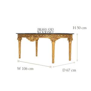 โต๊ะน้ำชาสไตล์คลาสสิคสุดหรู ท็อปหินอ่อนสีดำ ฐานแกะสลักลายทอง ดีไซน์ยุโรปประณีต ผลิตด้วยมืออย่างงดงาม - Product Image 3