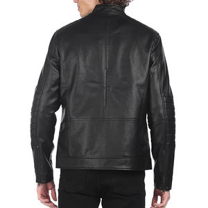 Blouson de moto en cuir enduit de toile coupe-vent pour homme, haute qualité, nouveau style décontracté streetwear, logo frontal, vente en gros - Product Image 3