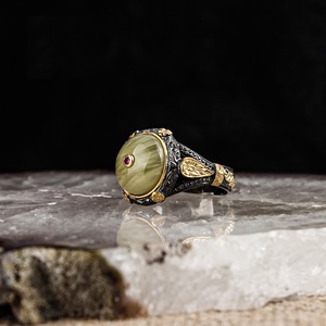 Bague en argent sterling 925 pur véritable pierre de citrine fabriquée à la main en turquie modèle de luxe et tendance modèle de style vintage - Product Image 2
