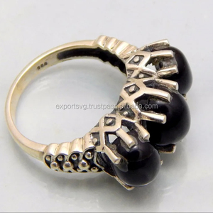 Anillo de Boda Clásico de Plata de Ley 925 con Piedra Preciosa de Ónix Negro de Alta Calidad - Product Image 1