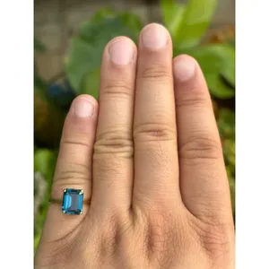 14K Gold London Blue Topaz <b>Ring</b> Handmade Fine Gemstone Jewelry Wholesale Supplier - Product Image 2