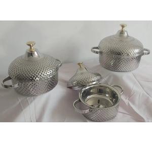 Set Of 2 Stainless Steel Hotpot Premium Quality Handmade Designer Casserole Luxury Metal Kitchenware Food Warmers - Product Image 3